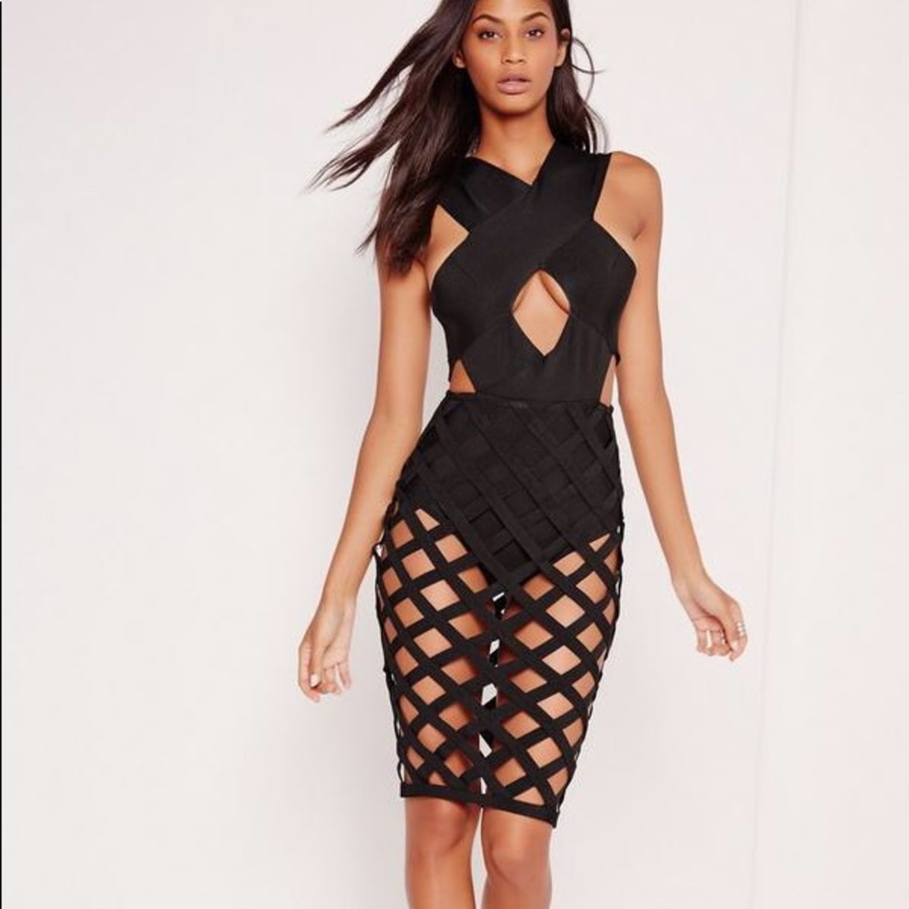 Bandage Cross Caged Skirt Bodycon Dress